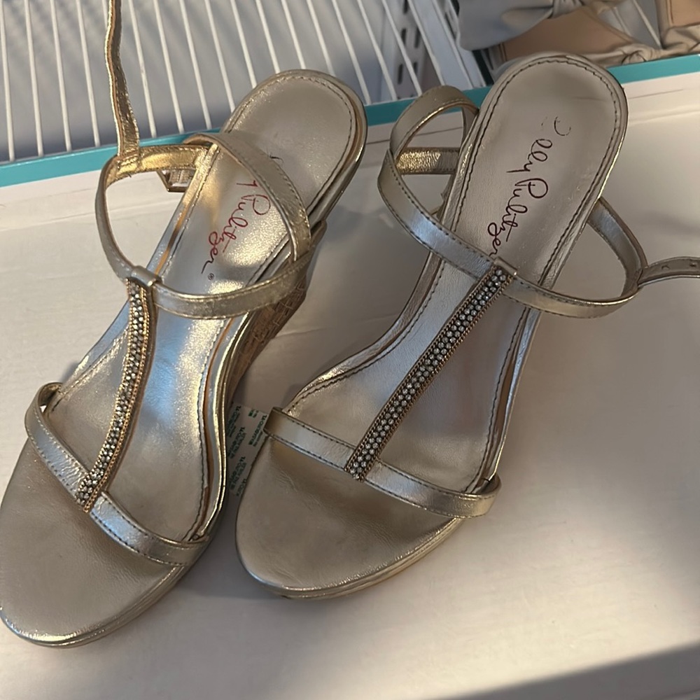 Lily Pulitzer gold heels